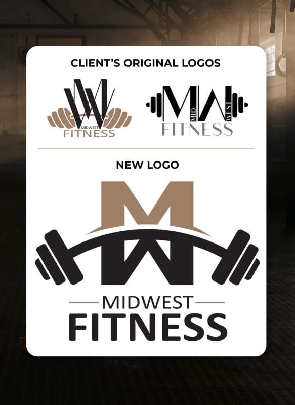 New Midwest Fitness logo featuring combined M and W monogram with barbell icon and bold typography
