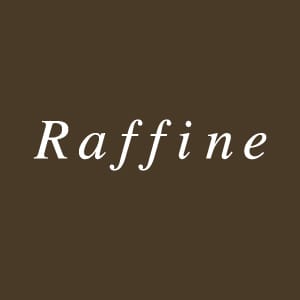 Raffine logo in white serif typography on a warm brown background.