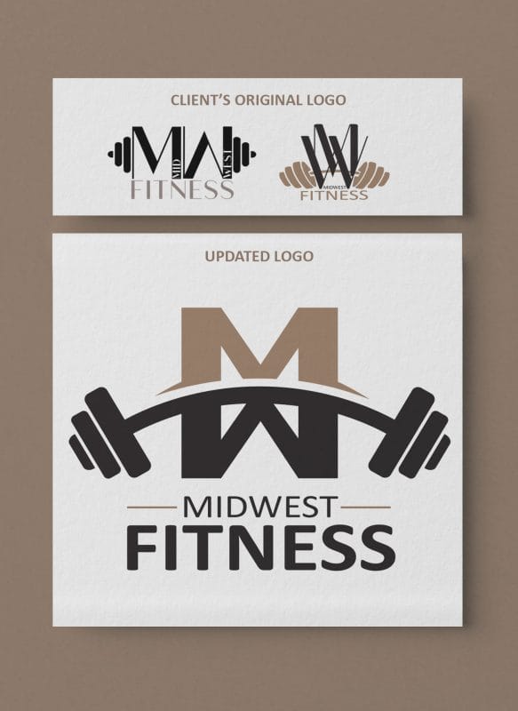 New Midwest Fitness logo featuring combined M and W monogram with barbell icon and bold typography