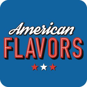 Large Icon of American Flavors logo icon featuring retro diner typography with red, white, and blue Americana styling.