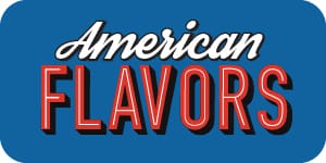 Small Icon of American Flavors logo icon featuring retro diner typography with red, white, and blue Americana styling.