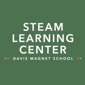 Minimal green and white text design for Davis Magnet School STEAM Learning Center featuring clean typography and nature-inspired educational branding