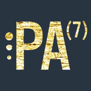PA7 supplement logo with distressed gold texture on a dark blue background
