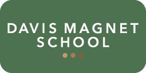 Small Minimal green and white text design for Davis Magnet School featuring clean typography and nature-inspired educational branding