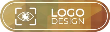 Modern geometric portfolio button with camera focus icon and “Logo Design” text in white typography.