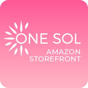 Large Pink gradient logo design for ONE SOL Amazon Storefront featuring a clean white sun icon and modern typography with feminine branding
