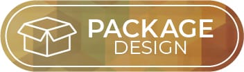 Gold polygon style portfolio button featuring an open box icon and “Package Design” text.