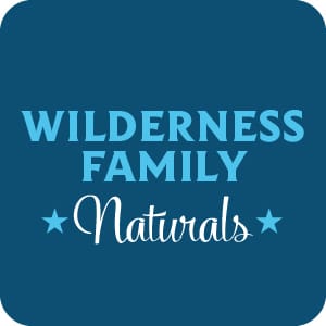 Large Icon with blue Wilderness Family and white Naturals Text On A Dark Navy Blue Background