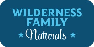 Small Icon with blue Wilderness Family and white Naturals Text On A Dark Navy Blue Background